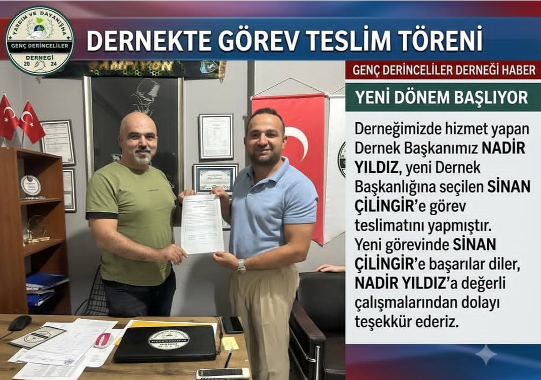Genç Derinceliler Derneği'nde Başkanlık Görevi Sinan Çilingir'e Devredildi