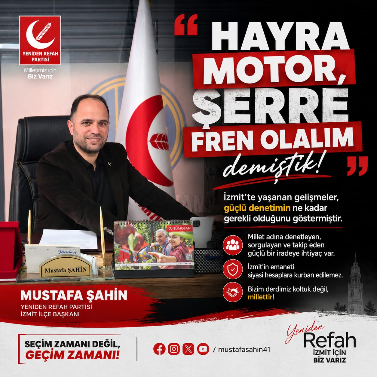Mustafa Şahin'den açıklama:  İzmit'in geleceği siyasi hesaplara kurban edilemez 