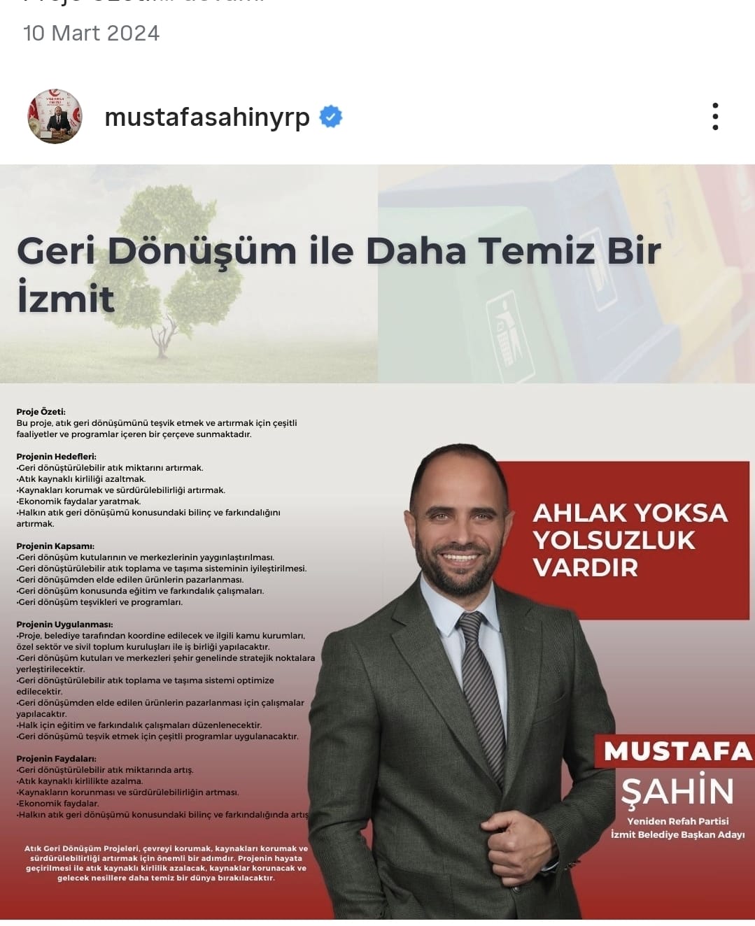 YRP İzmit İlçe Başkanı Mustafa Şahin:  2024'te Açıkladığımız Projeler Bugün Türkiye Genelinde Uygulanıyor 